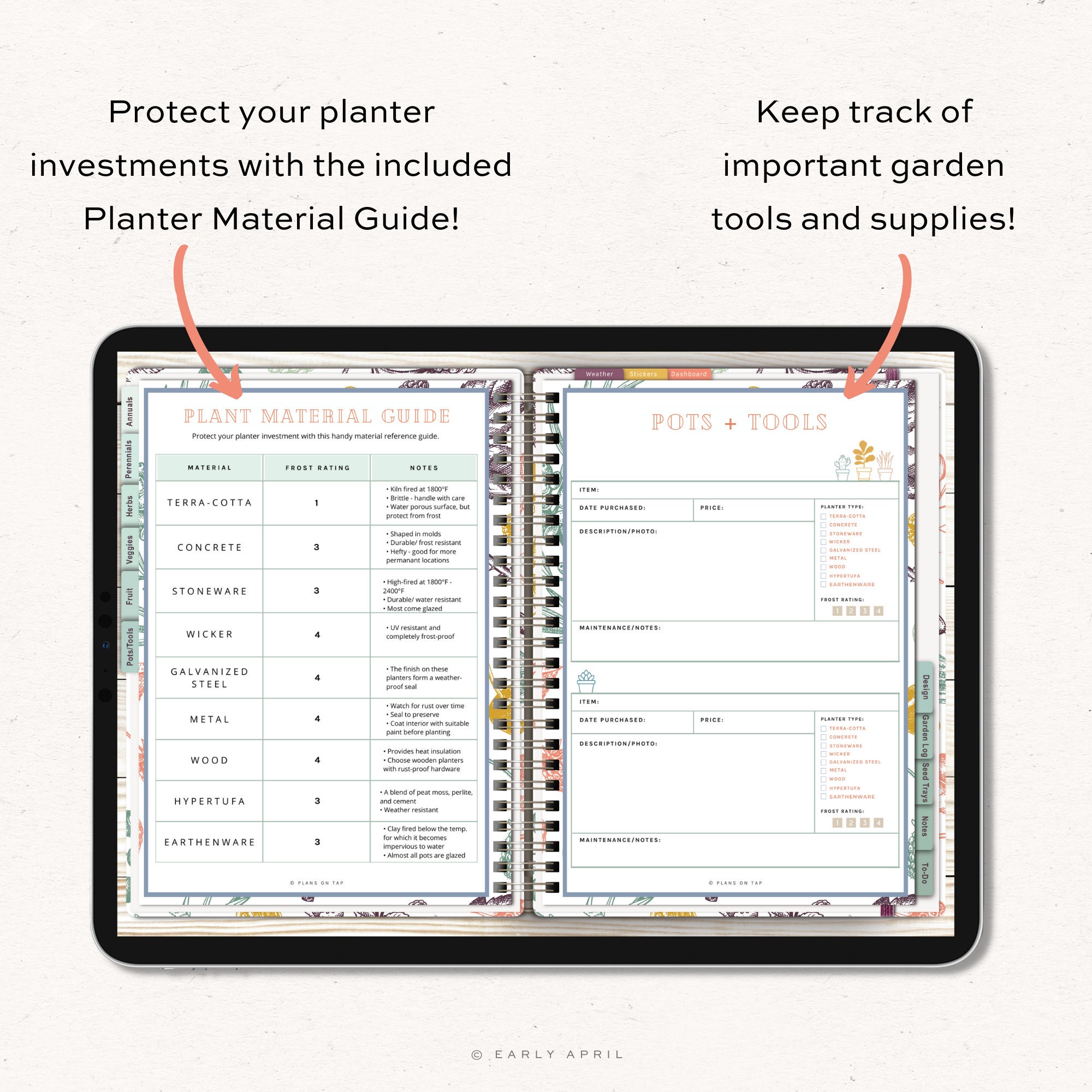 Garden Journal With Hyperlinks for Goodnotes Notability and Etsy