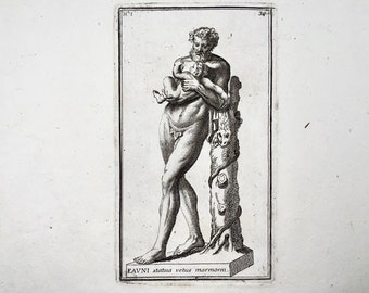 1779 Faun und Kind, Athlet, Gravur, ""Calcografia di Roma"", Mythologie."