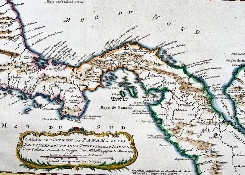 1754 Schley Bellin Map of Panama Gulf of Darien Central Etsy Australia