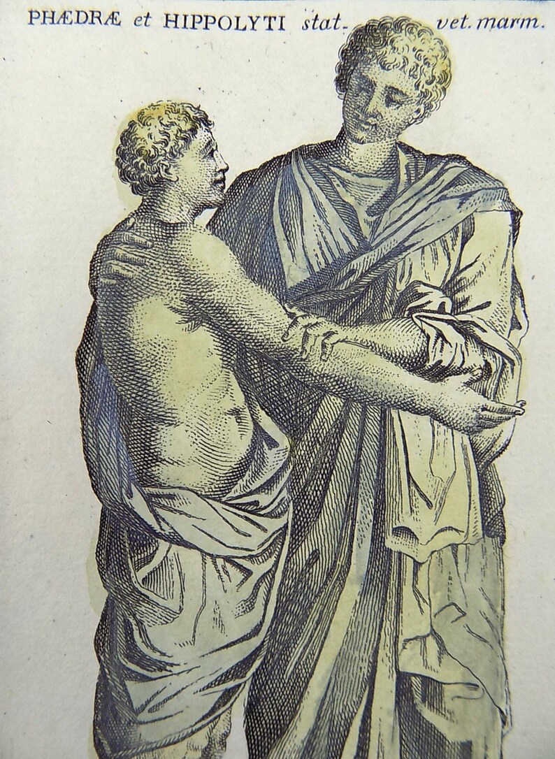 1731-1796 Dominique Magnan rare engraving Phaedra /& Hippolytus Mythology