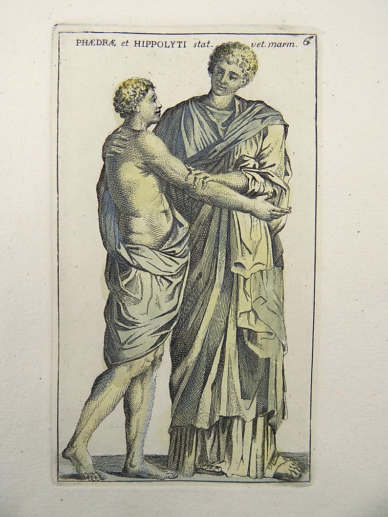 1731-1796 Dominique Magnan rare engraving Phaedra /& Hippolytus Mythology