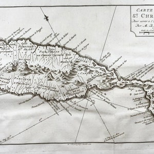 1776 A. クレヴェルト、ベルリン、Carte de St. Cristophle、セントキッツ、カリブ海地図