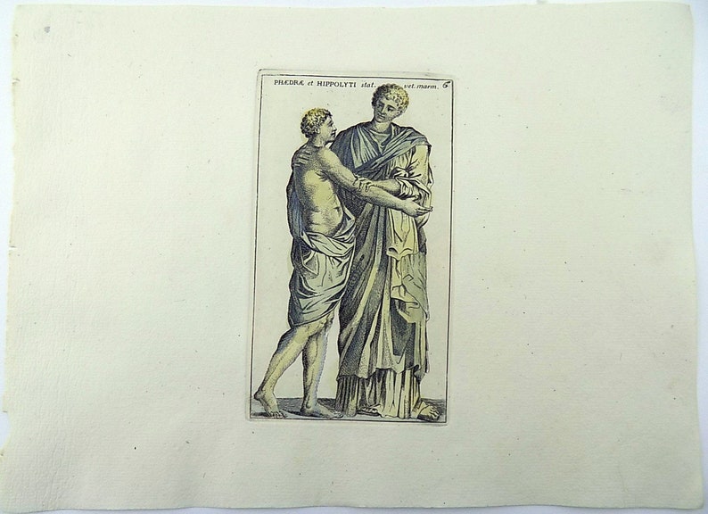 1731-1796 Dominique Magnan rare engraving Phaedra /& Hippolytus Mythology