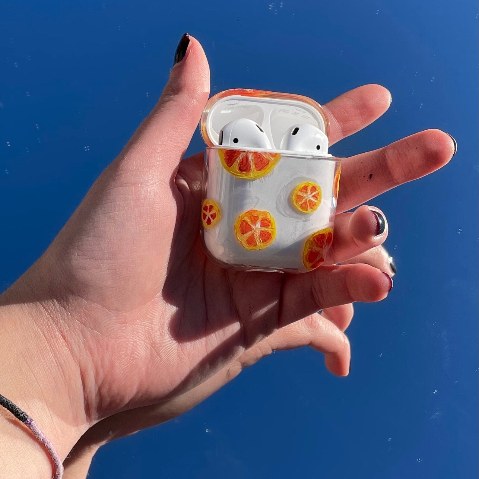Airpods case cover hard case citrus pattern hand painted Etsy