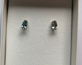 Altai Aquamarine Marquise Stud Earrings, Made in Alaska