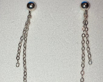 Sterling Silver Chain with Sterling Silver Ball Stud Earrings, Made in Alaska