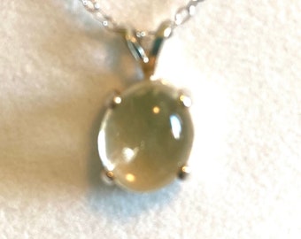 Citrine Cabochon 12x10mm Handset in Sterling Silver Pendant with 18 inch Necklace, Made in Alaska