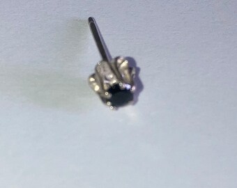 3mm Round Black Spinel Gemstones handset in Sterling Silver Stud Earrings.  Made in Alaska