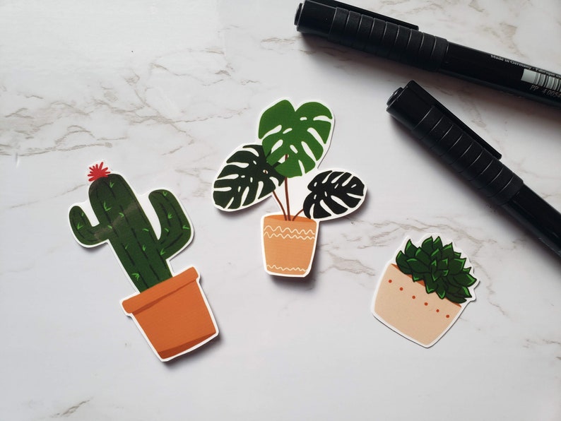 Laptop Sticker Cactus Monstera Succulent Water Resistant Sticker Glossy Sticker Plant Stickers Water Bottle Sticker