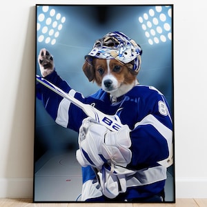 Custom Ice Hockey Goalie Portrait, Dog Portrait, Cat Portrait, Sports Pet, Portrait from Photo, Digital Art, Pet Gift, PetArt