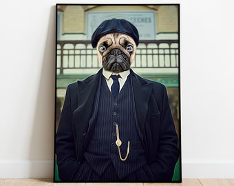 Peaky Blinders Portrait, Custom Digital Pet Portrait, Dog Portrait, Cat Portrait, Portrait from Photo, Thomas Shelby, Personalised Pet Gift