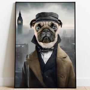 Detective Pet Portrait, Custom Dog Portrait, Funny Cat Art, Noble Royal Dog Custom Portrait