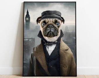 Detective Pet Portrait, Custom Dog Portrait, Funny Cat Art, Noble Royal Dog Custom Portrait