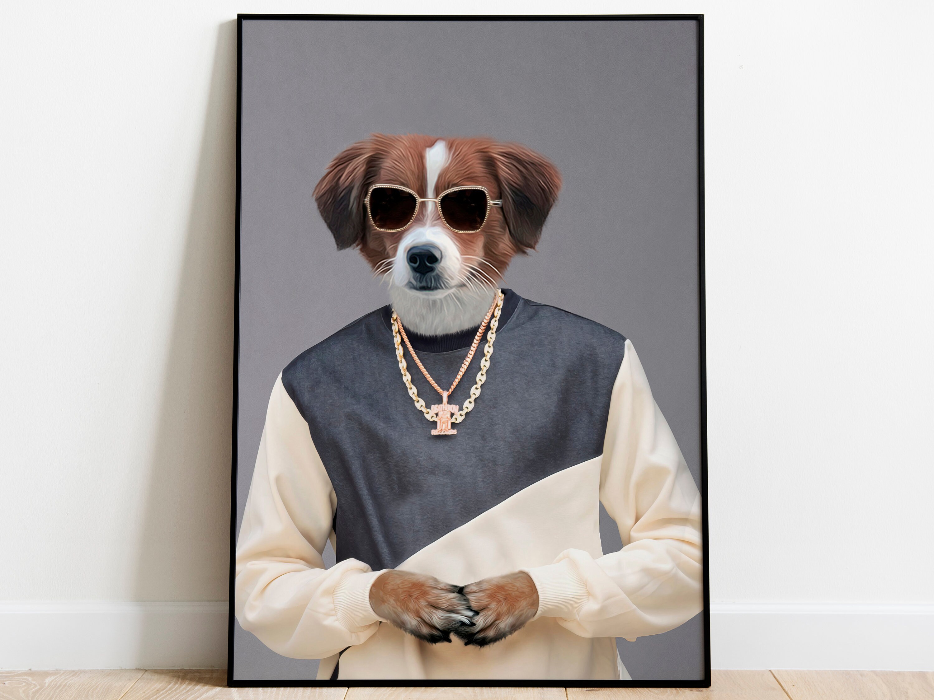 Rap Star Pet Portrait, Music Dog Art, Custom Pet Portrait, Funny Rapper Cat, Pet Drawing, Custom Pet Art, Dog Lover Gift