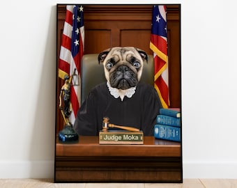 Pet Judge Portrait, Custom Judge Portrait, Dog Judge, Cat Judge, Portrait from Photo, Law, Court Portrait, Digital Portrait, Gift for Judges