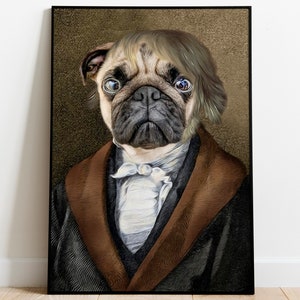 Custom Hegel Portrait, Digital Dog Portrait, Personalised Cat Portrait