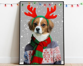 Christmas Pet Portrait, Custom Portrait, Santa Portrait, Christmas Pet, Portrait from Photo, Digital Pet Portrait, Christmas Gift, Pet Art