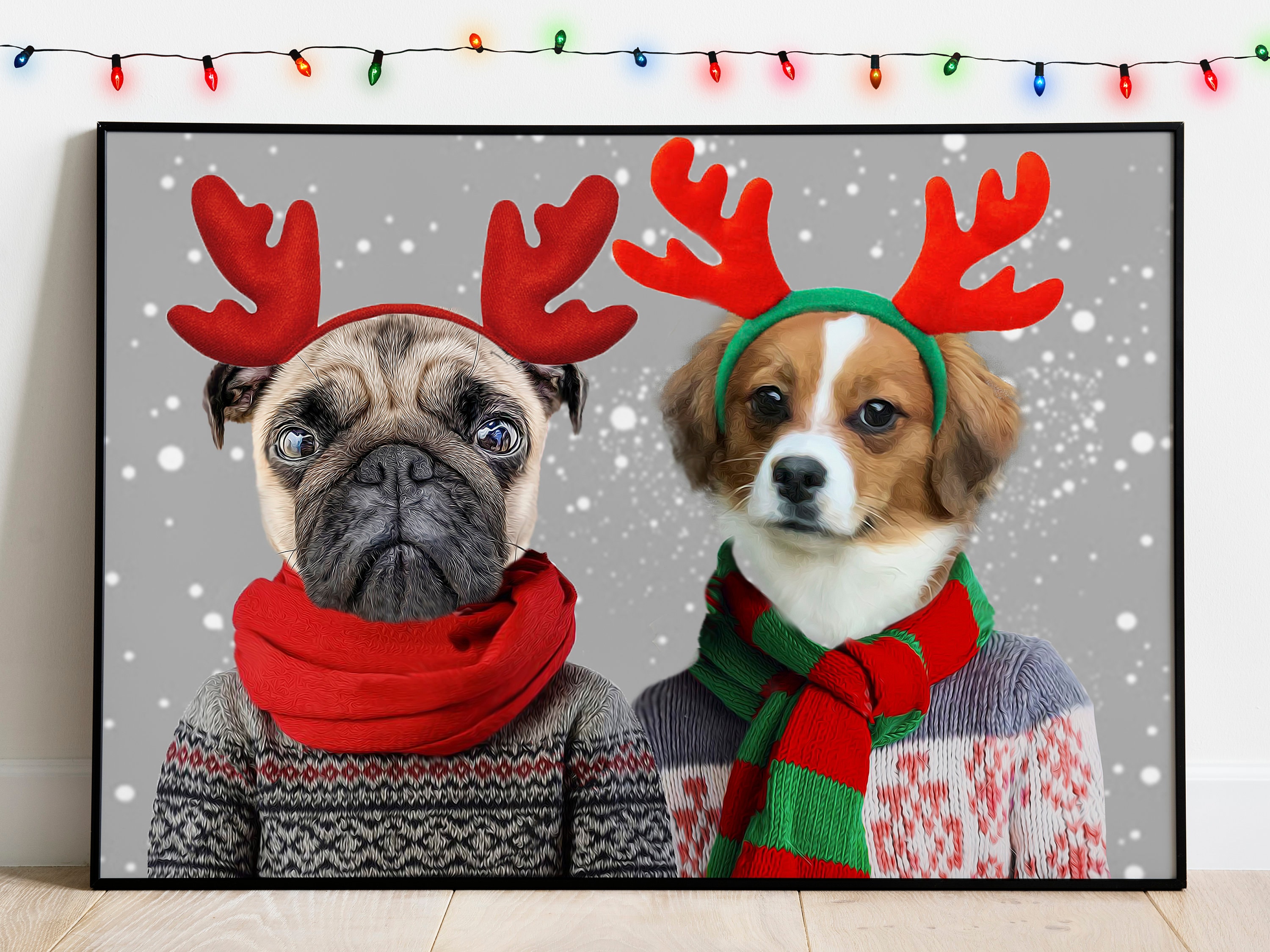 Portrait Christmas Dog Photos Christmas Pet Portrait, Two Pets