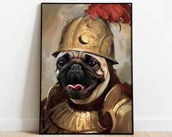 Custom Pet Portrait, Dog Knight Portrait, Renaissance Pet Portrait, Custom Pet Painting, Royal Cat Portrait, Digital Poster Gift, Pet Print