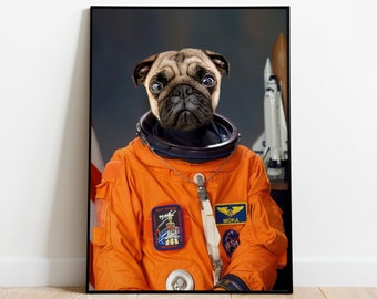 Astronaut Pet Portrait, NASA Astronaut Portrait, Custom Pet Portrait, Space Portrait, Digital Dog Portrait, Portrait from Photo, Cat Gift