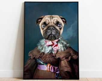 Custom Regal Pet Portrait, Renaissance Pet Portrait, Digital Dog Portrait, Personalised Cat, Royal Queen Portrait