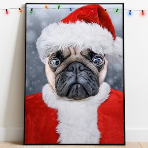 Santa Pet Portrait, Portrait from photo, Your Dog as Santa Claus, Cat Santa, Christmas Portrait, Digital Portrait, Portrait from Photo