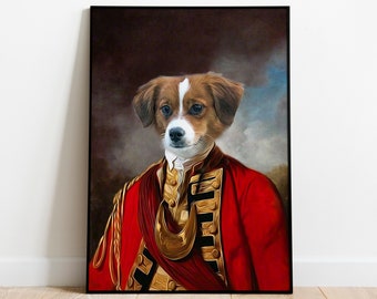 Custom Noble Portrait, General Dog, Personalised Pet Portrait, Royal Dog Gift, Custom Cat painting