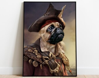 Pirate Pet Portrait | Halloween Pet Portrait | Custom Pet Portrait | Dog Portrait | Cat Portrait | Portrait from Photo | Digital Portrait