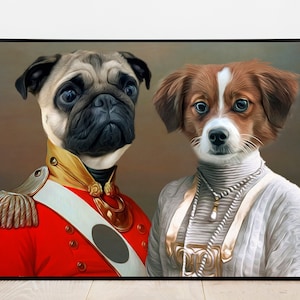 Two Pets Royal Portrait, Custom Couple Portrait, Two Dogs Portrait, Two Cats RegalPortrait, Digital King and Queen Portrait, Pet and Owner