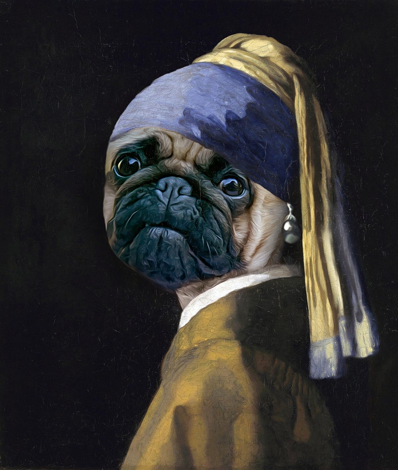 Dog With a Pearl Earring, Custom Pet Portrait, Custom Dog Portrait, Pet ...