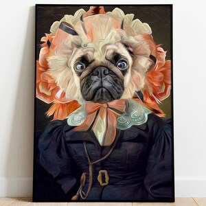 Custom Regal Pet Portrait, Renaissance Pet Portrait, Digital Dog Portrait, Personalised Cat, Royal Queen Portrait