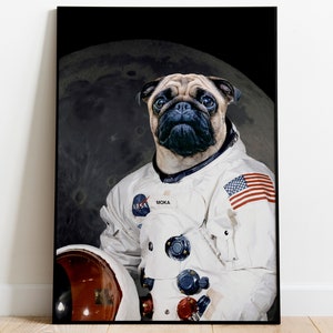 Custom Pet Portrait, Personalised Pet Dog NASA Astronaut, Astronaut Dog Portrait, Space Pet