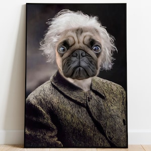 Scientist Pet Portrait, Custom Dog Portrait, Pet Painting, Cat Portrait, Funny Pet Lover Gift, Genius Pet