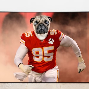 American Football Dog Portrait, American Football Cat Art, Custom Pet Portrait, Funny Pet Lover Gift