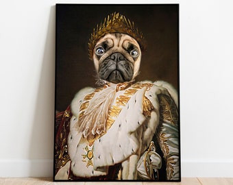 Napoleon Pet Portrait, Custom Pet Portrait, Portrait from photo, Funny Pet gift, Digital personalised portrai, Cat Portrait, Pet King Regal