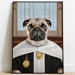 Pet Judge Portrait, Custom Dog Portrait, Pet Painting, Digital, Personalised Judge Gift