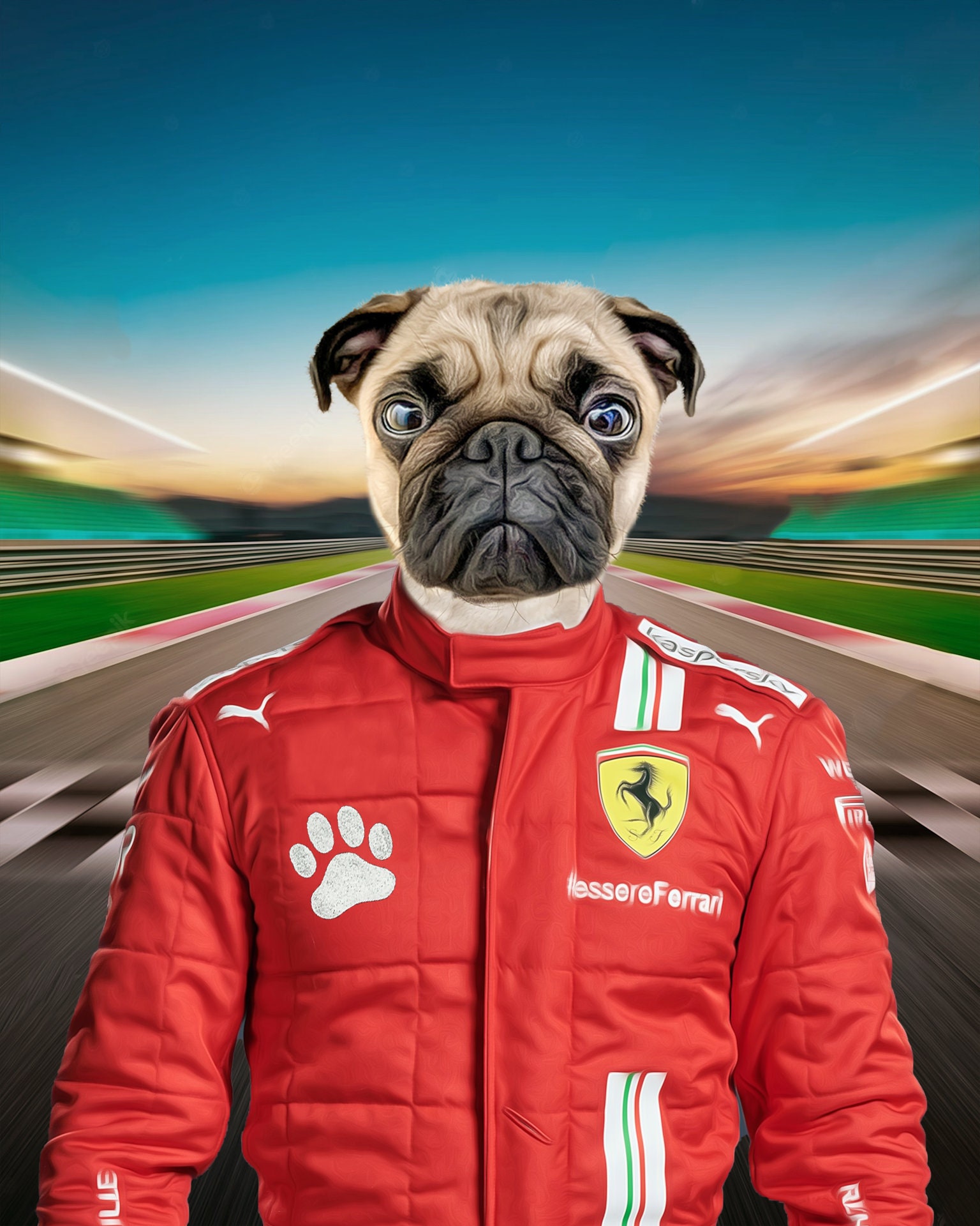 Formula 1 Driver Portrait, Custom F1 Pet Portrait, Personalised Racing ...