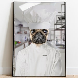 Custom Chef Portrait, Pet Portrait, Digital Dog Portrait, Custom Cat Portrait, Portrait from Photo, Funny Pet Gift, Pet Chef Portrait