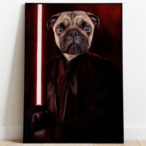 Star Wars Pet Portrait, Custom Dog Portrait, Digital Cat Portait, Funny Pet Portrait, Portrait from Photo