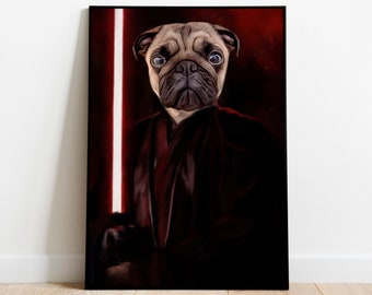 Star Wars Pet Portrait, Custom Dog Portrait, Digital Cat Portait, Funny Pet Portrait, Portrait from Photo