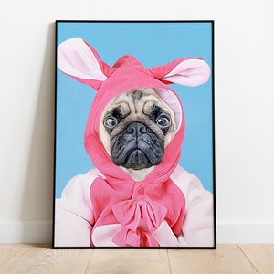 Easter Bunny, Easter Pet Portrait, Custom Easter Dog Portrait, Easter Cat, Funny Easter Gift, Personalised Portrait, Digital Pet Portrait image 2