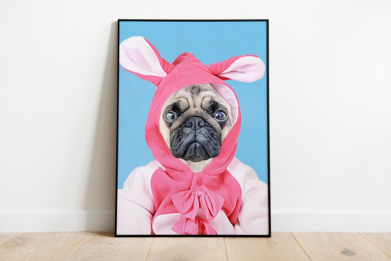 Easter Bunny, Easter Pet Portrait, Custom Easter Dog Portrait, Easter Cat, Funny Easter Gift, Personalised Portrait, Digital Pet Portrait image 2