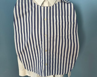 Up Cycled Adult Bib, Blue and White Stripe