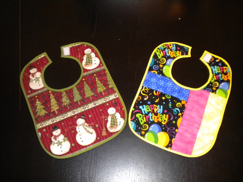 Christmas and Birthday Prints Quilted Baby Bibs