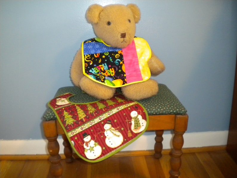 Christmas and Birthday Prints Quilted Baby Bibs