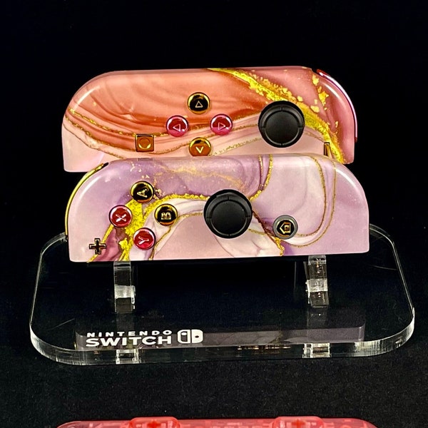 Cosmic pink & gold marble joycons with matching straps