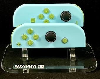 Heaven Blue Pastel Nintendo Joycon Set With Matcha Green Buttons