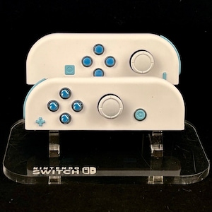 Custom White Nintendo Joycons with Heaven Blue Heart Buttons