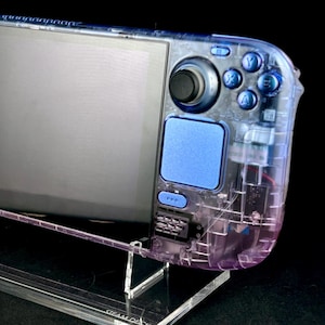 Custom Transparent Blue & Purple Steam Deck Bundle with Chameleon Chrome buttons