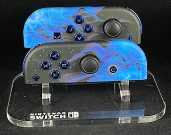 Blue Flame Nintendo-joycons met chroomblauwe knoppen